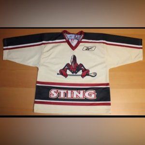 NLL National Lacrosse League Arizona Sting Jersey Small Reebok CCM Beige Red